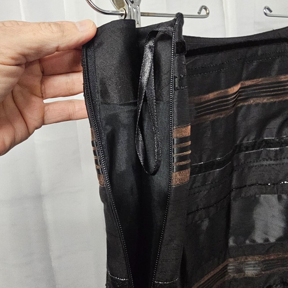 Vintage Alfani Skirt Black Goth Whimsigoth Lace Velvet Satin A-line Silk 14W - Picture 5 of 9